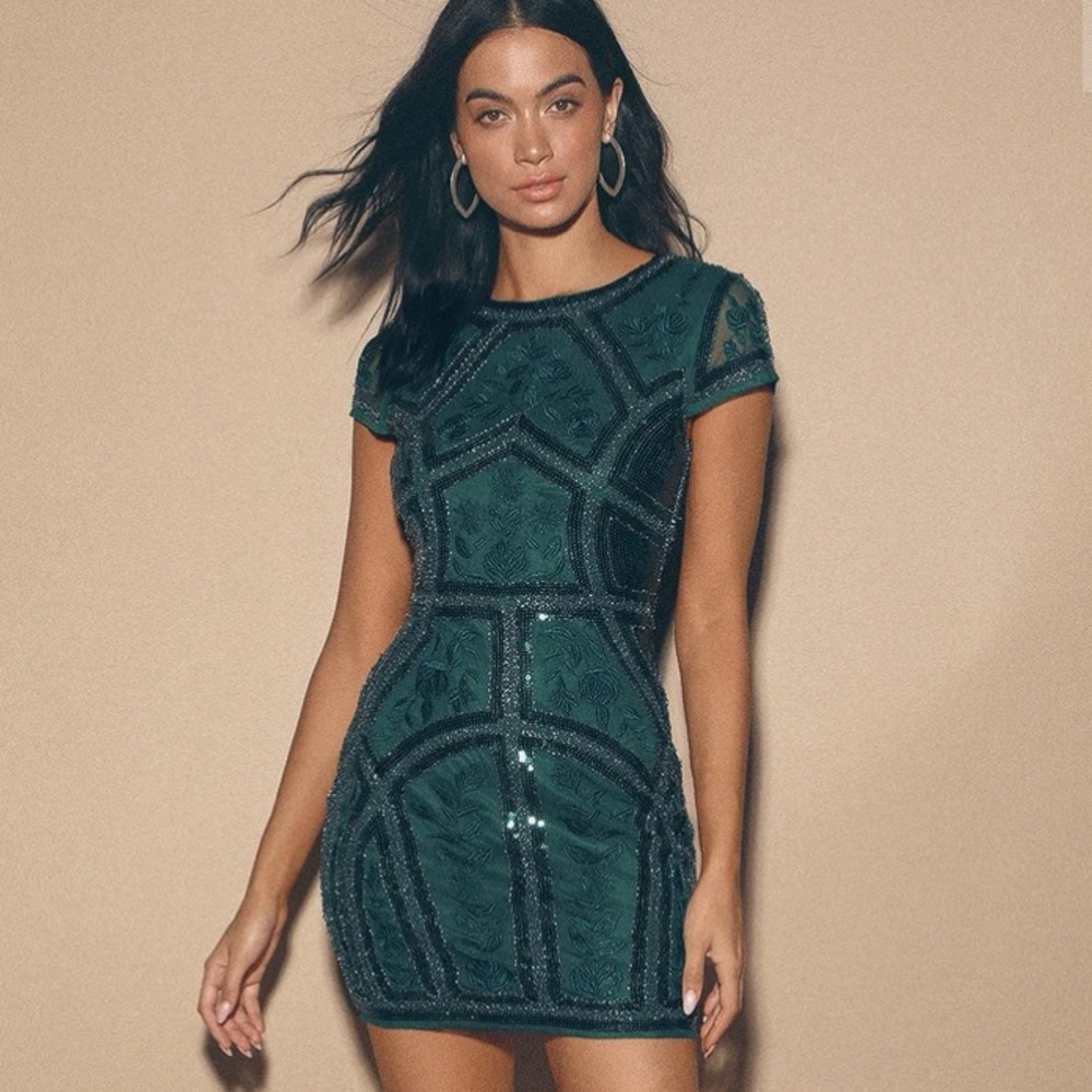 Green Sequin mini dress